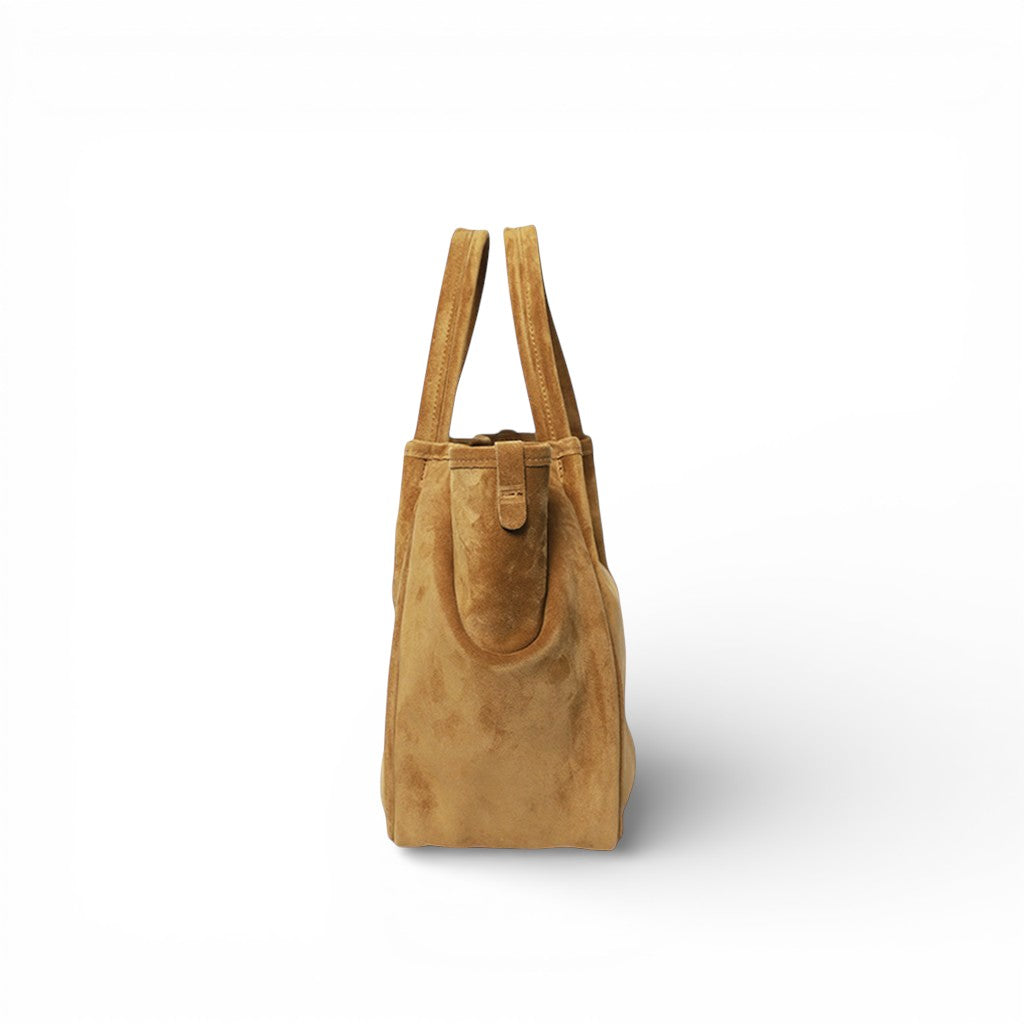Vittoria Tote in Pane Italian Leather Backed Suede
