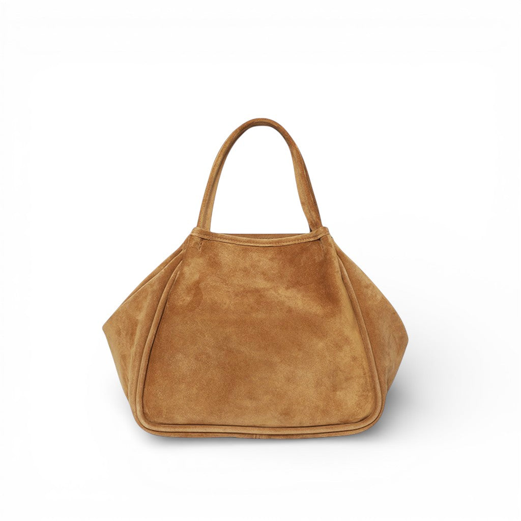 Vittoria Tote in Pane Italian Leather Backed Suede