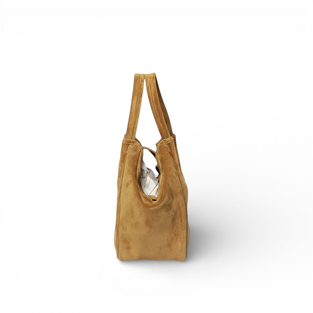 Vittoria Tote in Pane Italian Leather Backed Suede