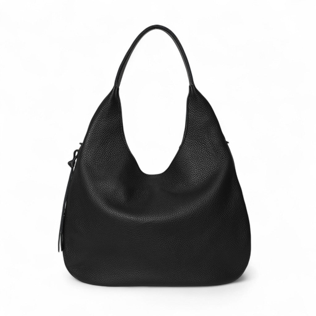 Eleanora Expandable Hobo in Black with Portobello Italian Buffalo Cowhide