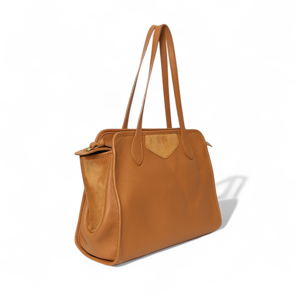Piper Portfolio in Miel Italian Buffalo Cowhide with Cuoio Italian Leather Backed Suede