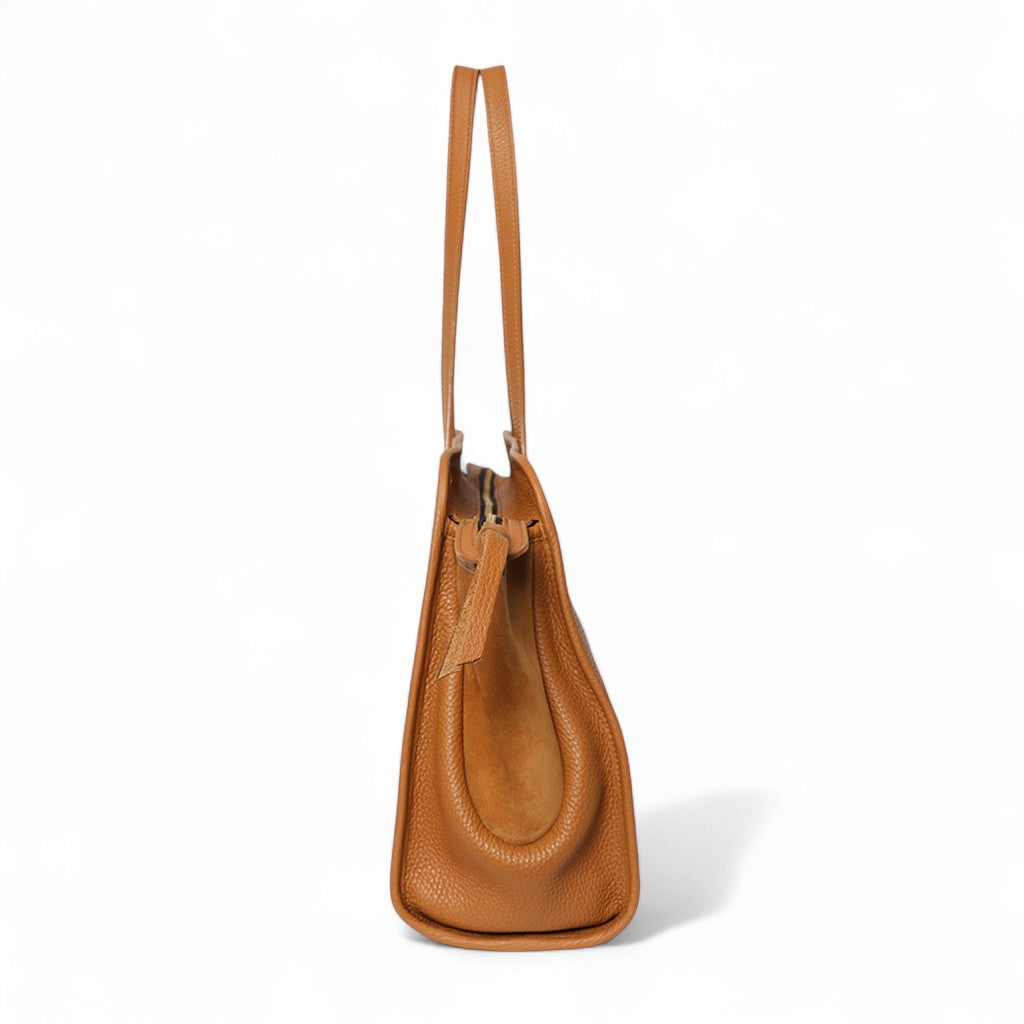 Piper Portfolio in Miel Italian Buffalo Cowhide with Cuoio Italian Leather Backed Suede
