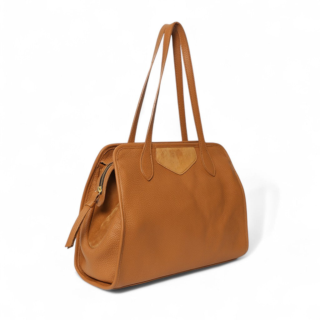 Piper Portfolio in Miel Italian Buffalo Cowhide with Cuoio Italian Leather Backed Suede