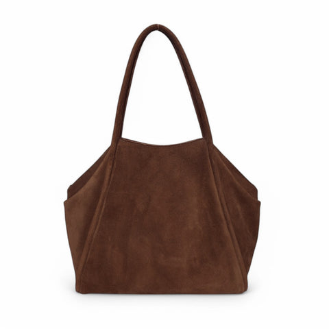 Taya Tote in Espresso Italian Leather Backed Suede