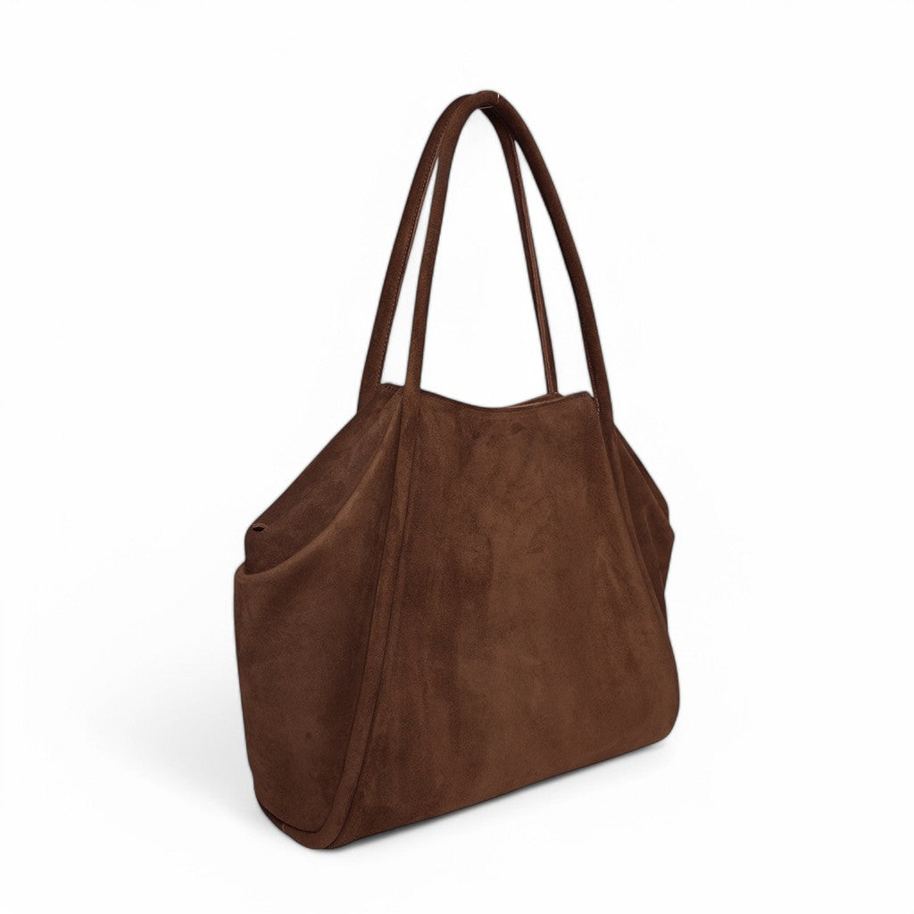 Taya Tote in Espresso Italian Leather Backed Suede