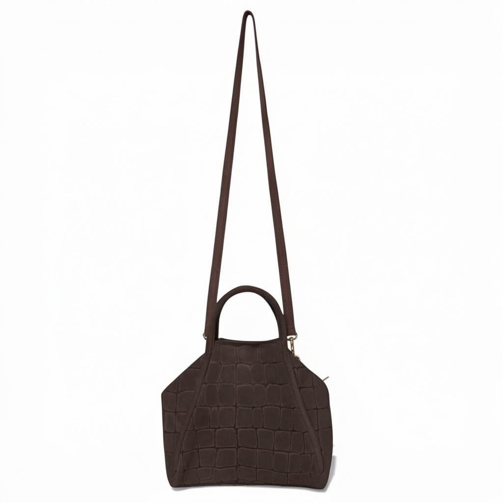 Taya Top Handle Crossbody in Truffle Italian Croco-Embossed Suede