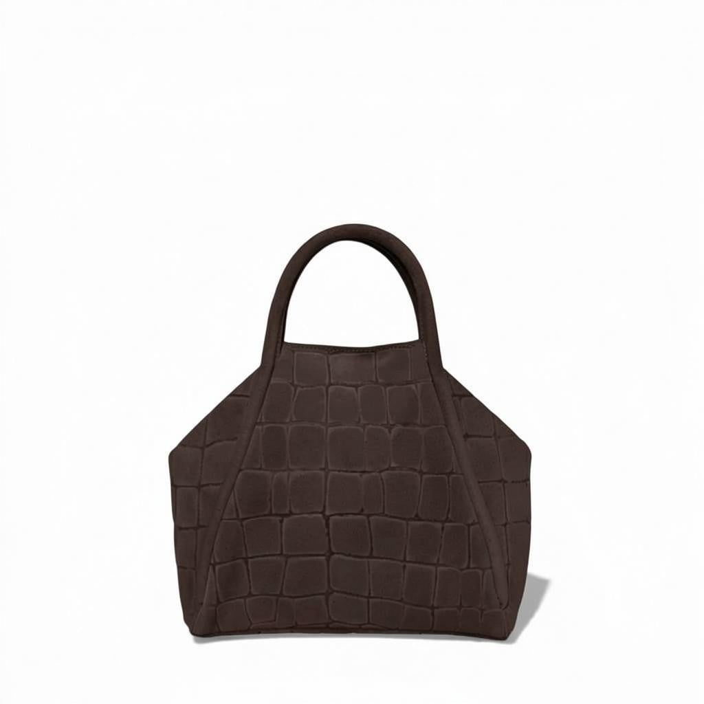 Taya Top Handle Crossbody in Truffle Italian Croco-Embossed Suede