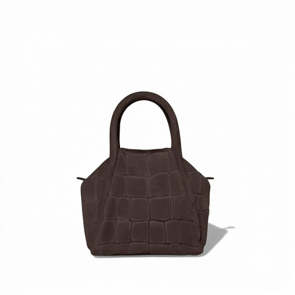Mini Taya Top Handle Crossbody in Truffle Italian Croco-Embossed Suede