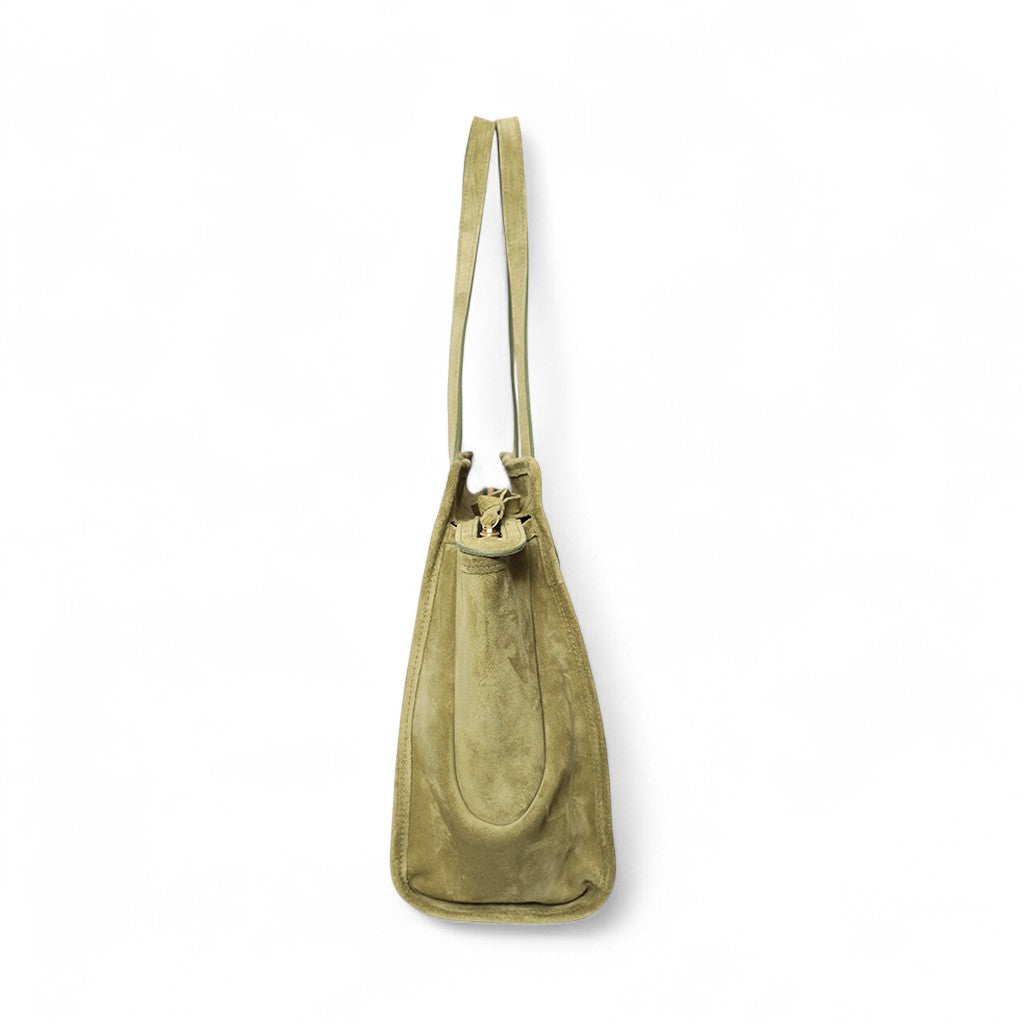 Piper Portfolio in Olive Italian Leather Backed Suede