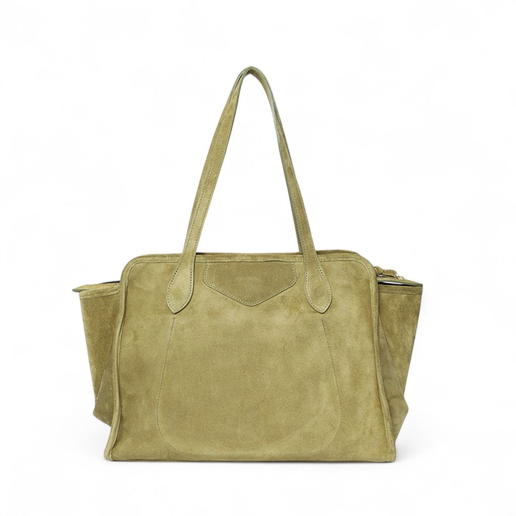 Piper Portfolio in Olive Italian Leather Backed Suede