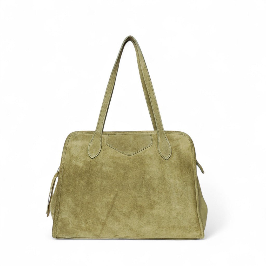 Piper Portfolio in Olive Italian Leather Backed Suede