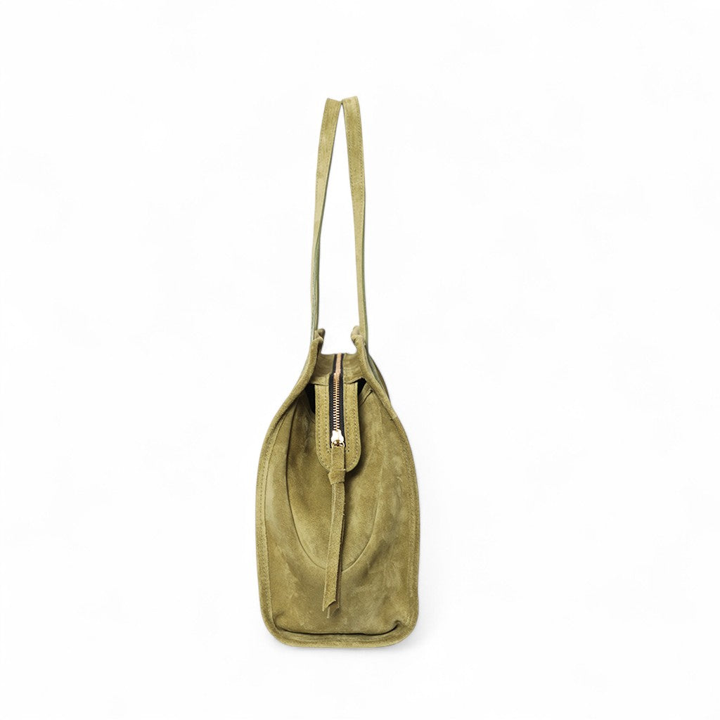 Piper Portfolio in Olive Italian Leather Backed Suede