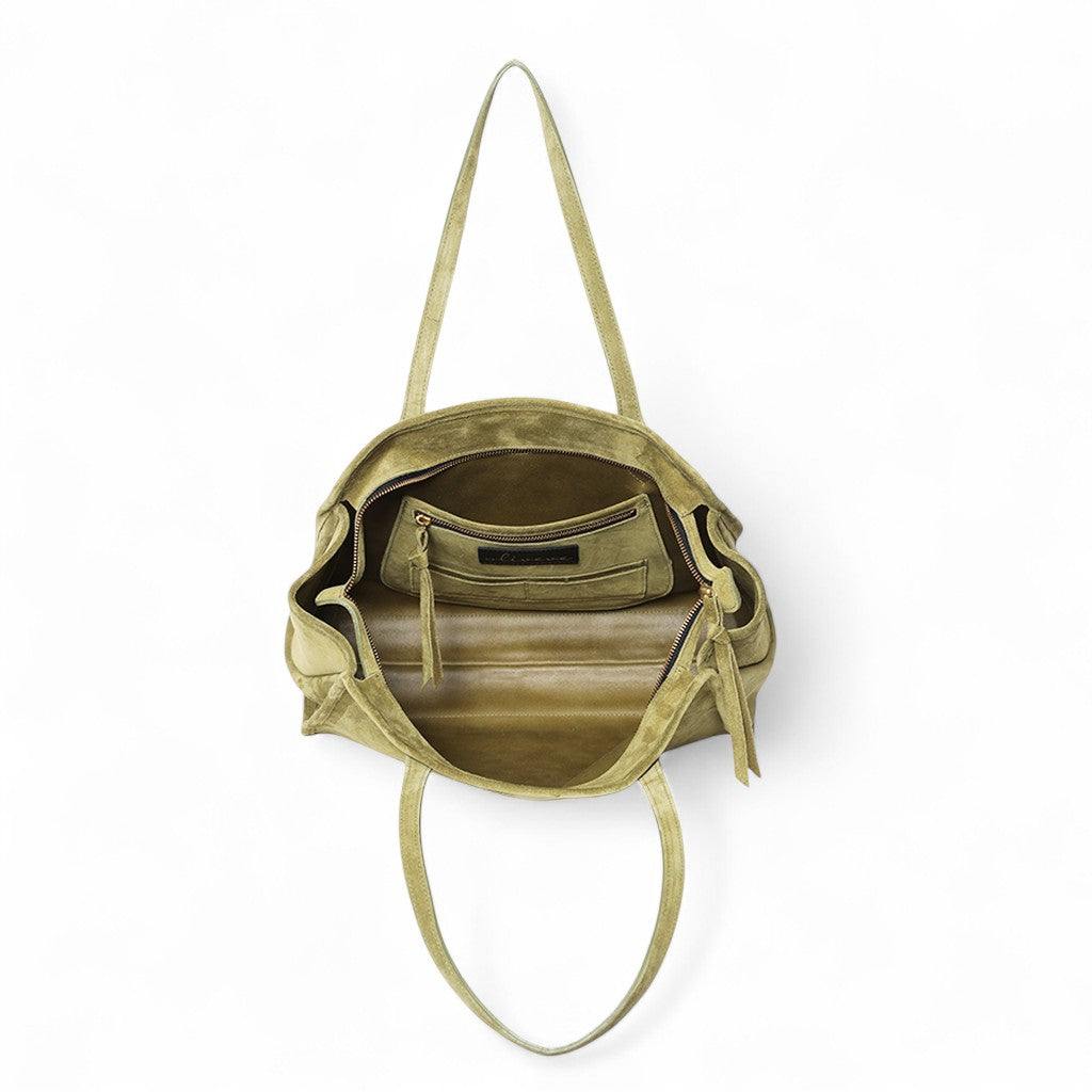 Piper Portfolio in Olive Italian Leather Backed Suede
