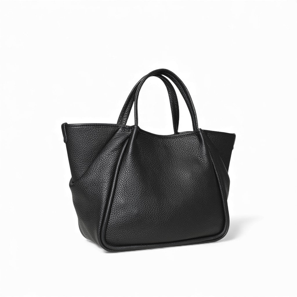 Vittoria Tote in Black Italian Buffalo Cowhide