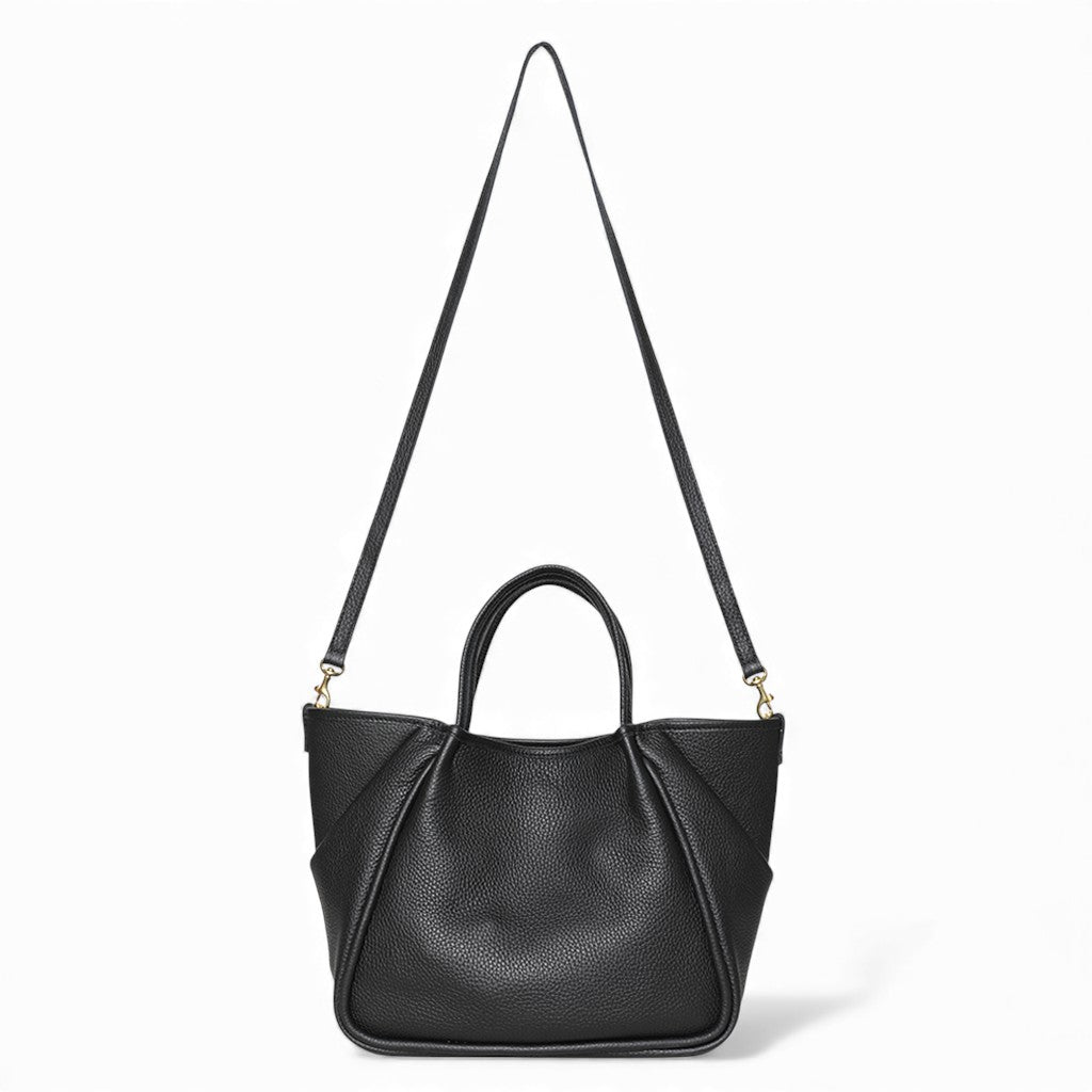 Vittoria Tote in Black Italian Buffalo Cowhide