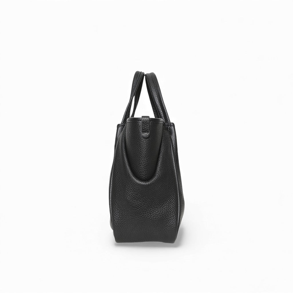 Vittoria Tote in Black Italian Buffalo Cowhide