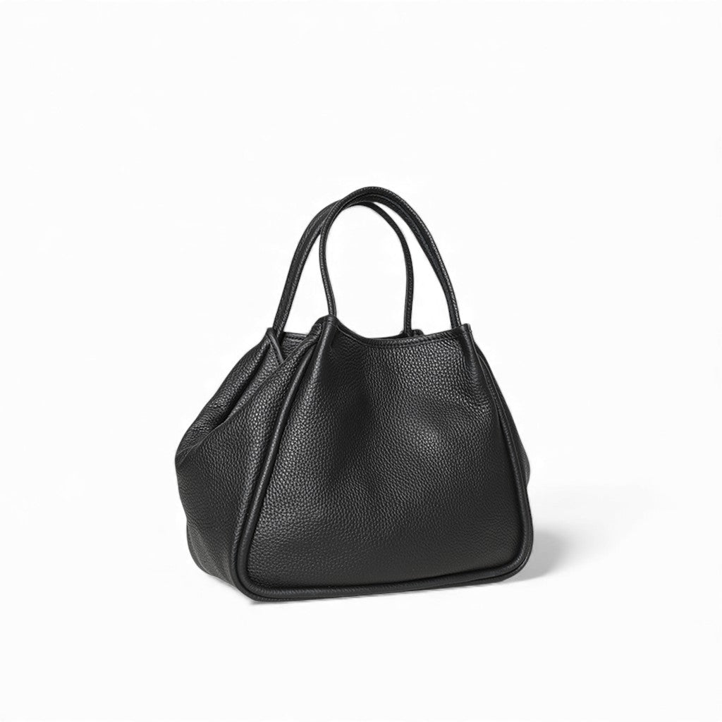 Vittoria Tote in Black Italian Buffalo Cowhide
