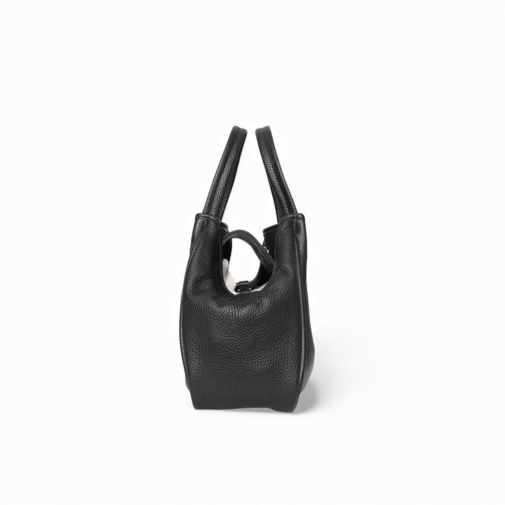 Vittoria Tote in Black Italian Buffalo Cowhide