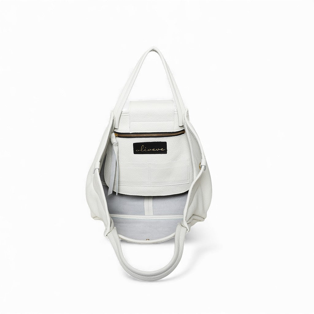 Vittoria Tote in White Italian Buffalo Cowhide