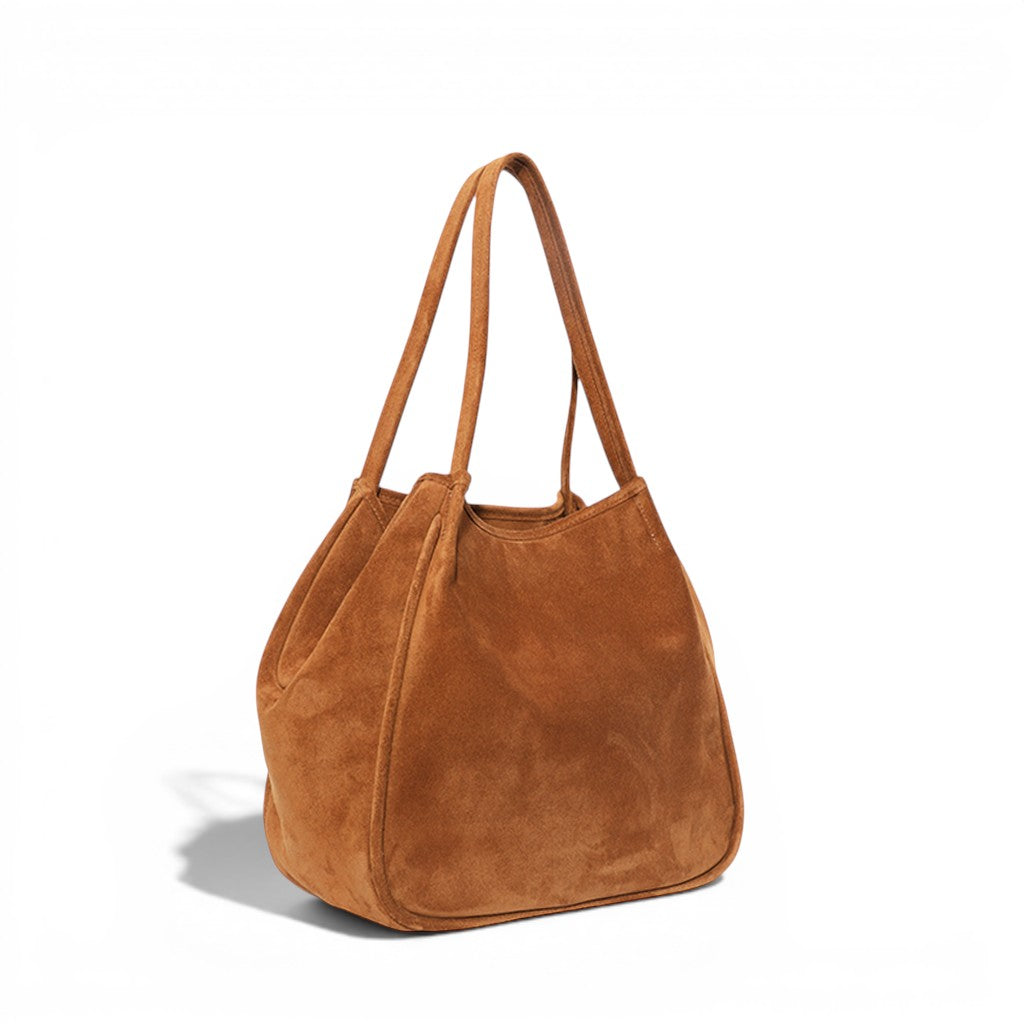 Toni Tote in Cuoio Italian Leather Backed Suede