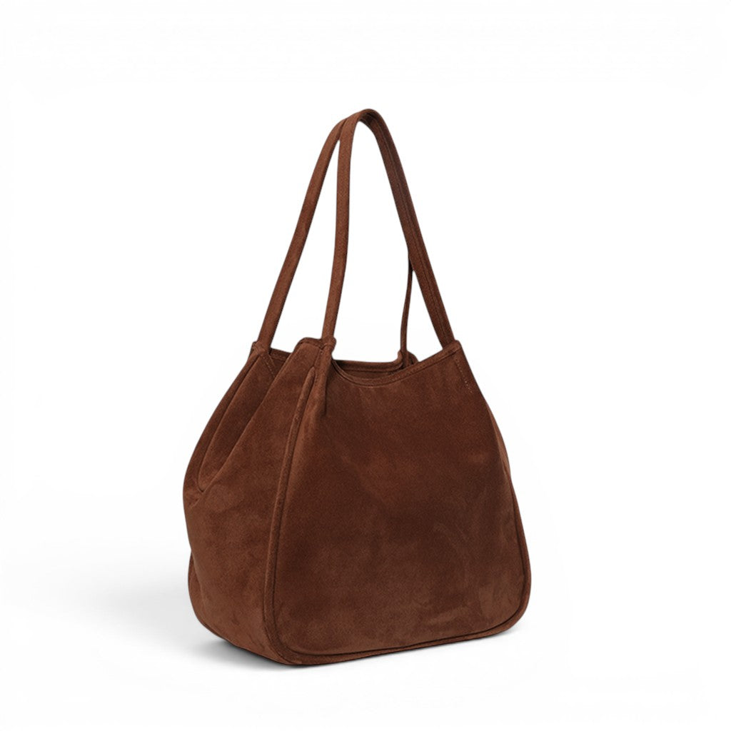 Toni Tote in Espresso Italian Leather Backed Suede