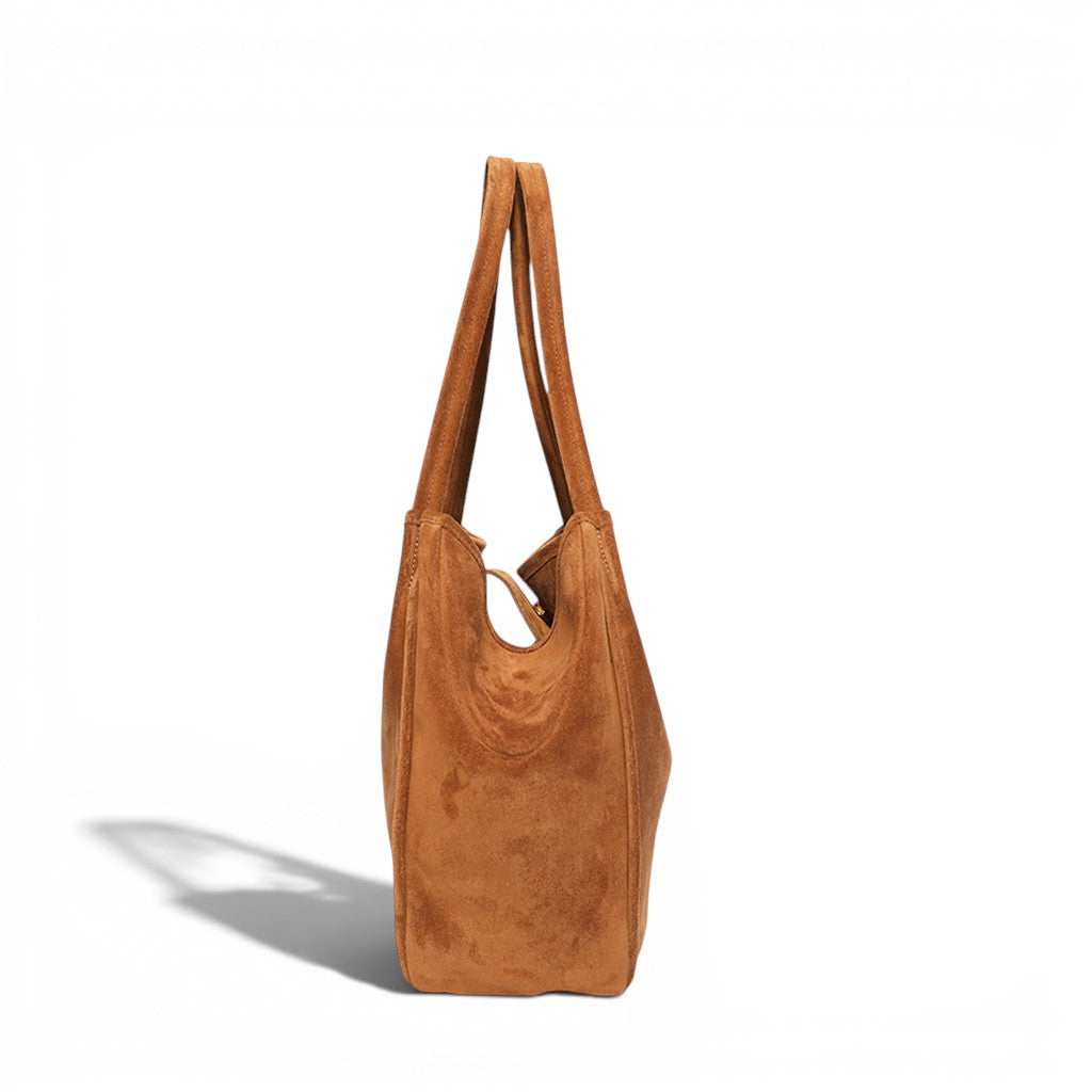 Toni Tote in Cuoio Italian Leather Backed Suede