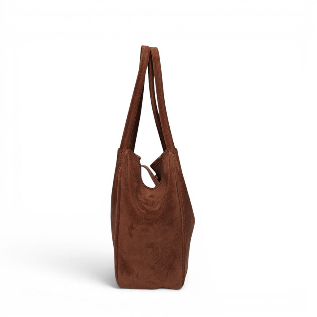 Toni Tote in Espresso Italian Leather Backed Suede