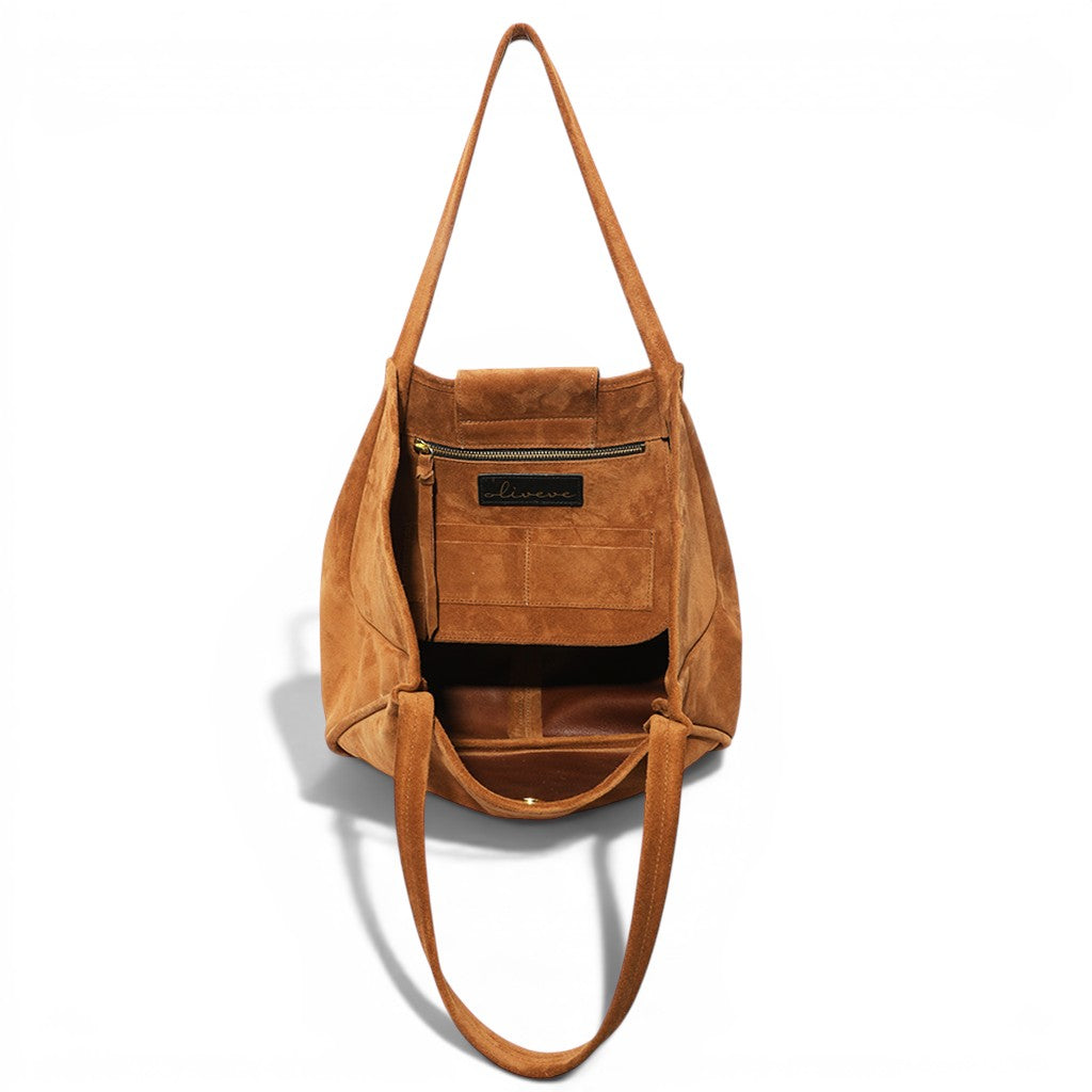 Toni Tote in Cuoio Italian Leather Backed Suede