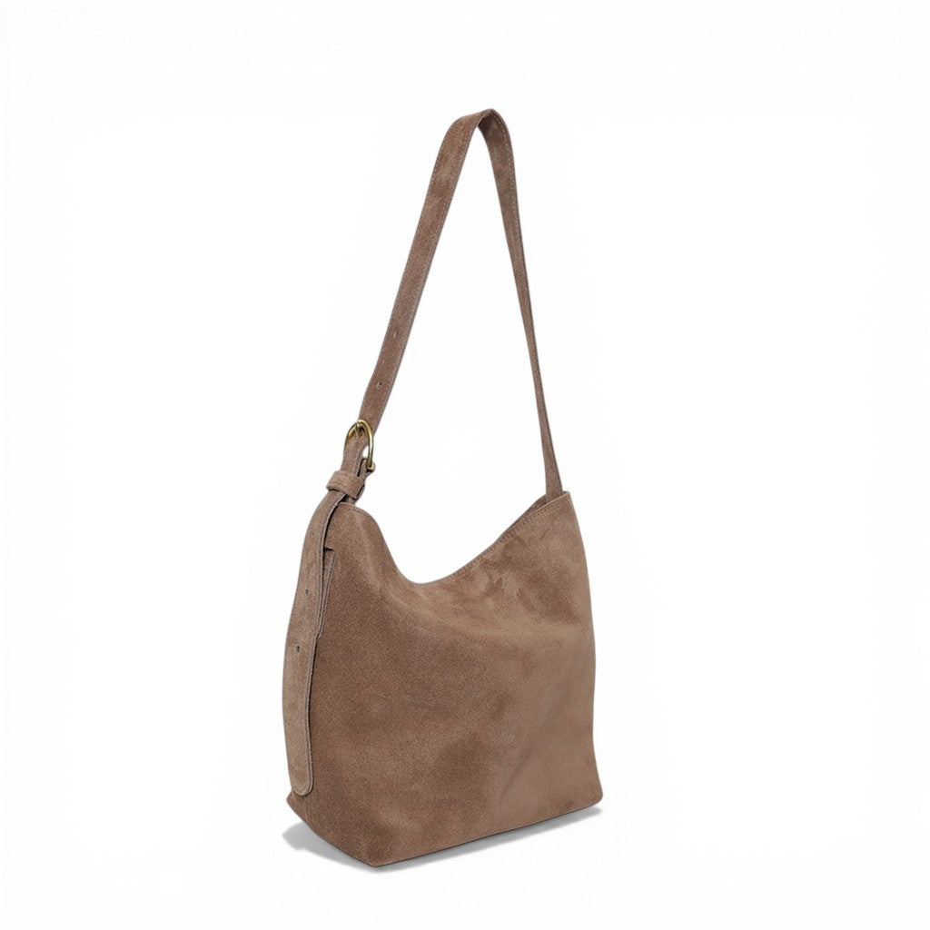 Midi Gabriella Shoulder Bag in Amphora Italian Leather Backed Suede