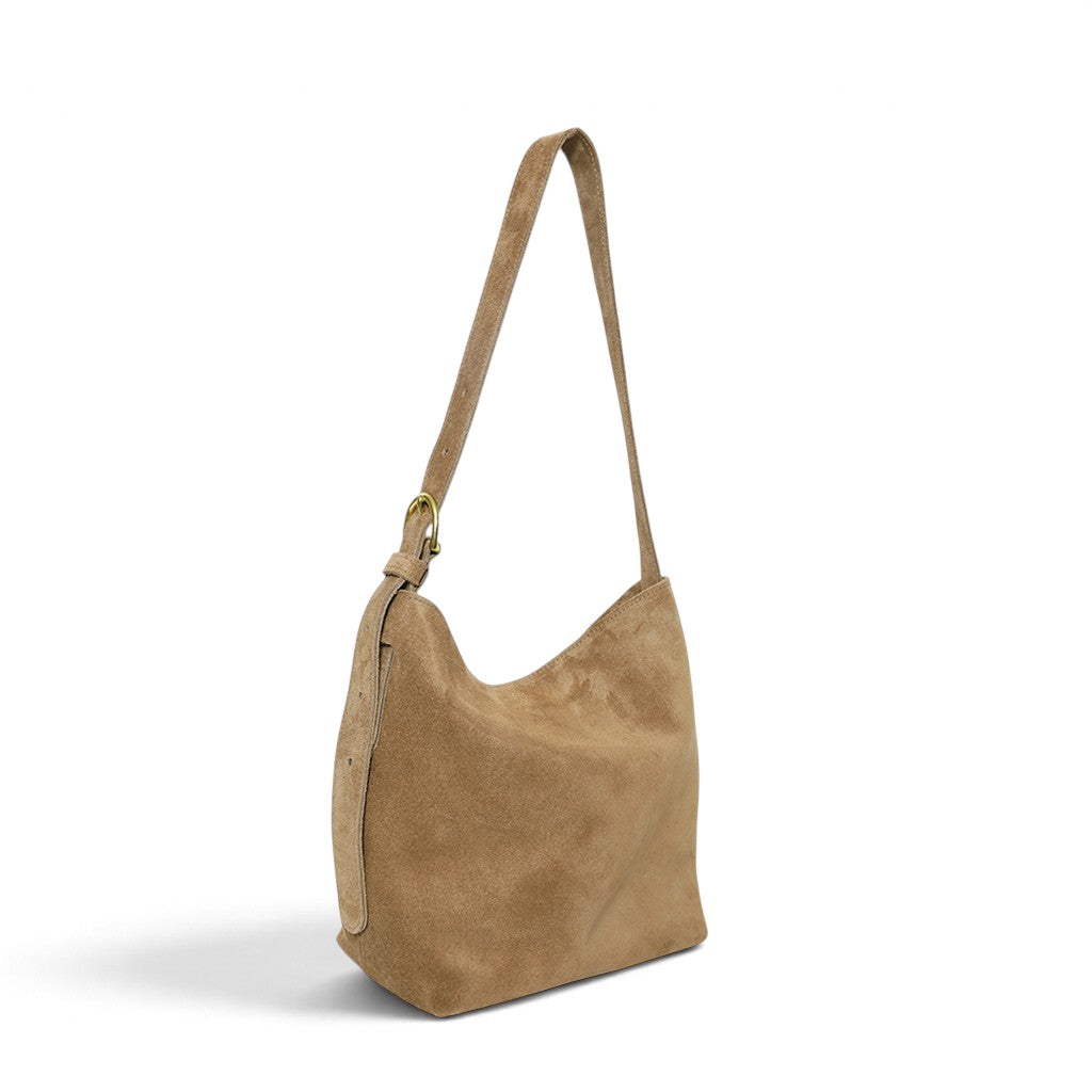 Midi Gabriella Shoulder Bag in Pane Italian Leather Backed Suede