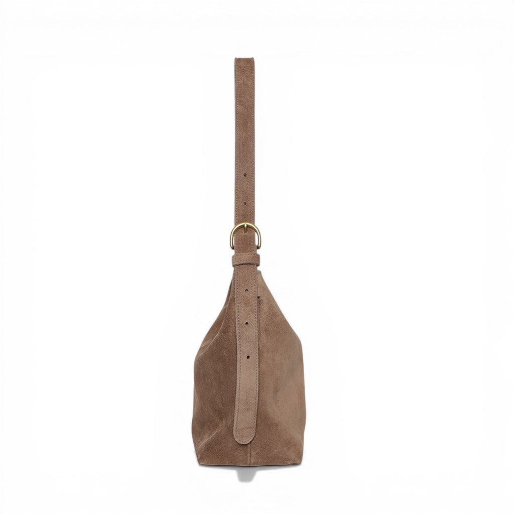 Midi Gabriella Shoulder Bag in Amphora Italian Leather Backed Suede