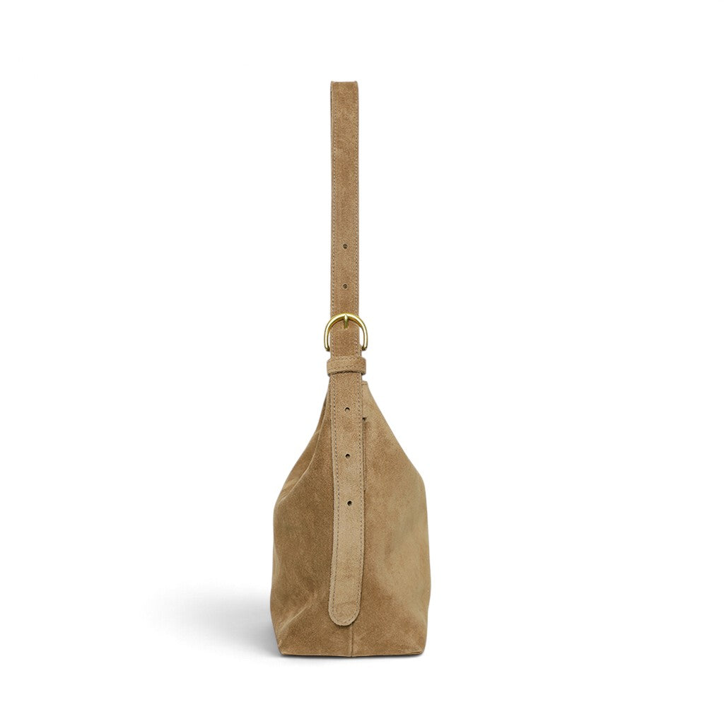 Midi Gabriella Shoulder Bag in Pane Italian Leather Backed Suede