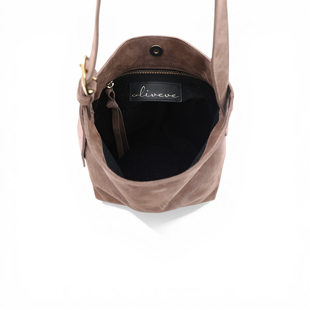Midi Gabriella Shoulder Bag in Amphora Italian Leather Backed Suede