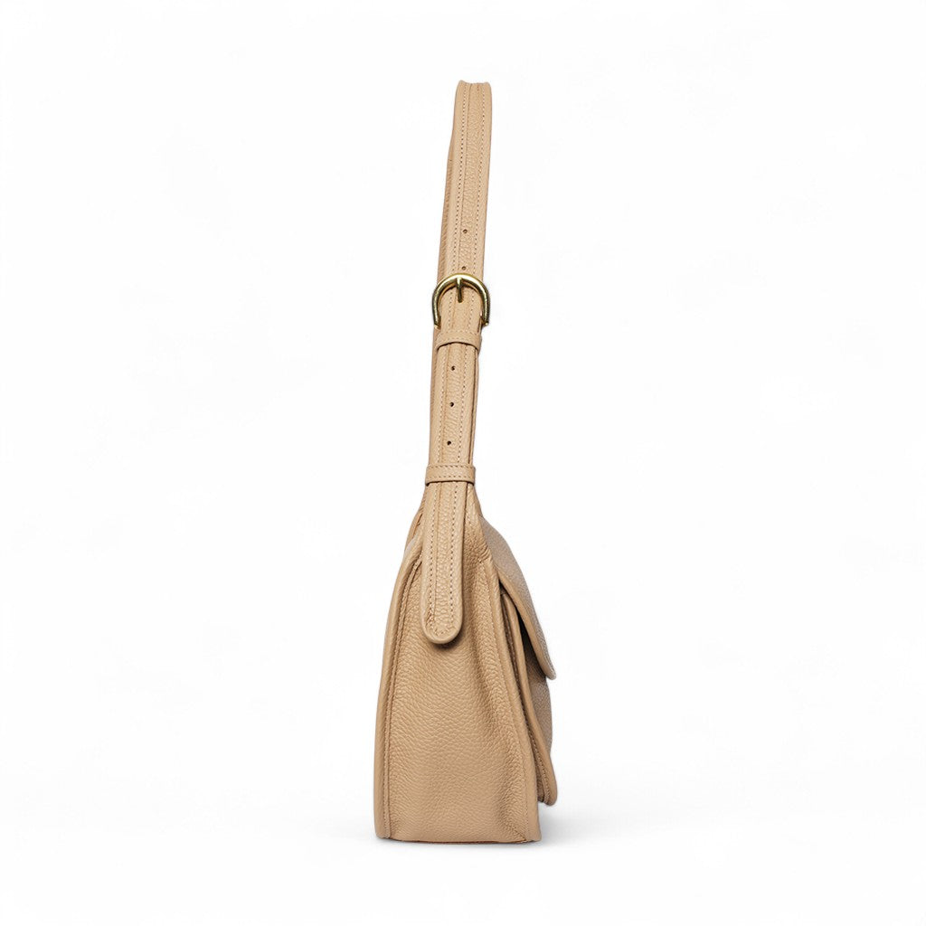 Simona Saddle Bag in Cappuccino Italian Buffalo Cowhide
