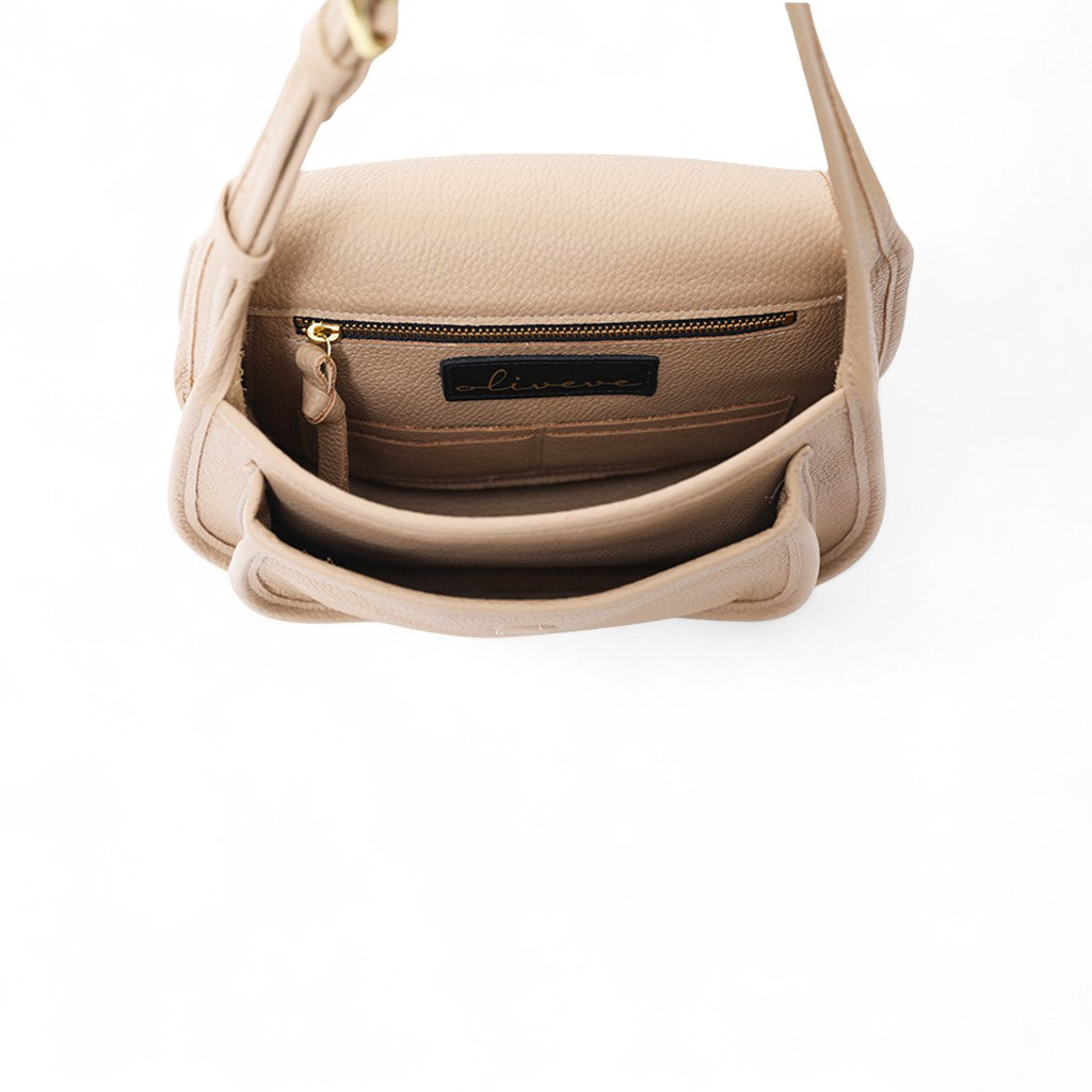 Simona Saddle Bag in Cappuccino Italian Buffalo Cowhide
