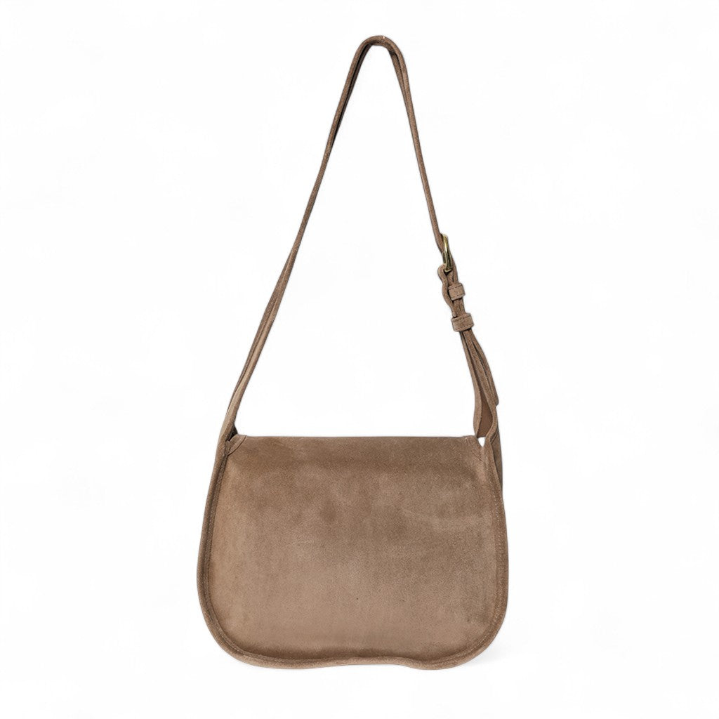 Simona Saddle Bag in Amphora Italian Leather Backed Suede