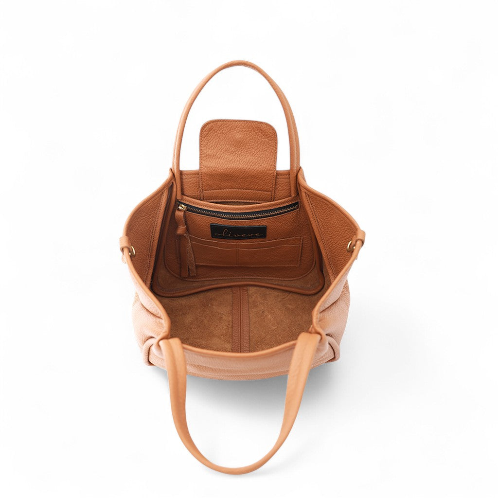 Vittoria Tote in Miel Italian Buffalo Cowhide