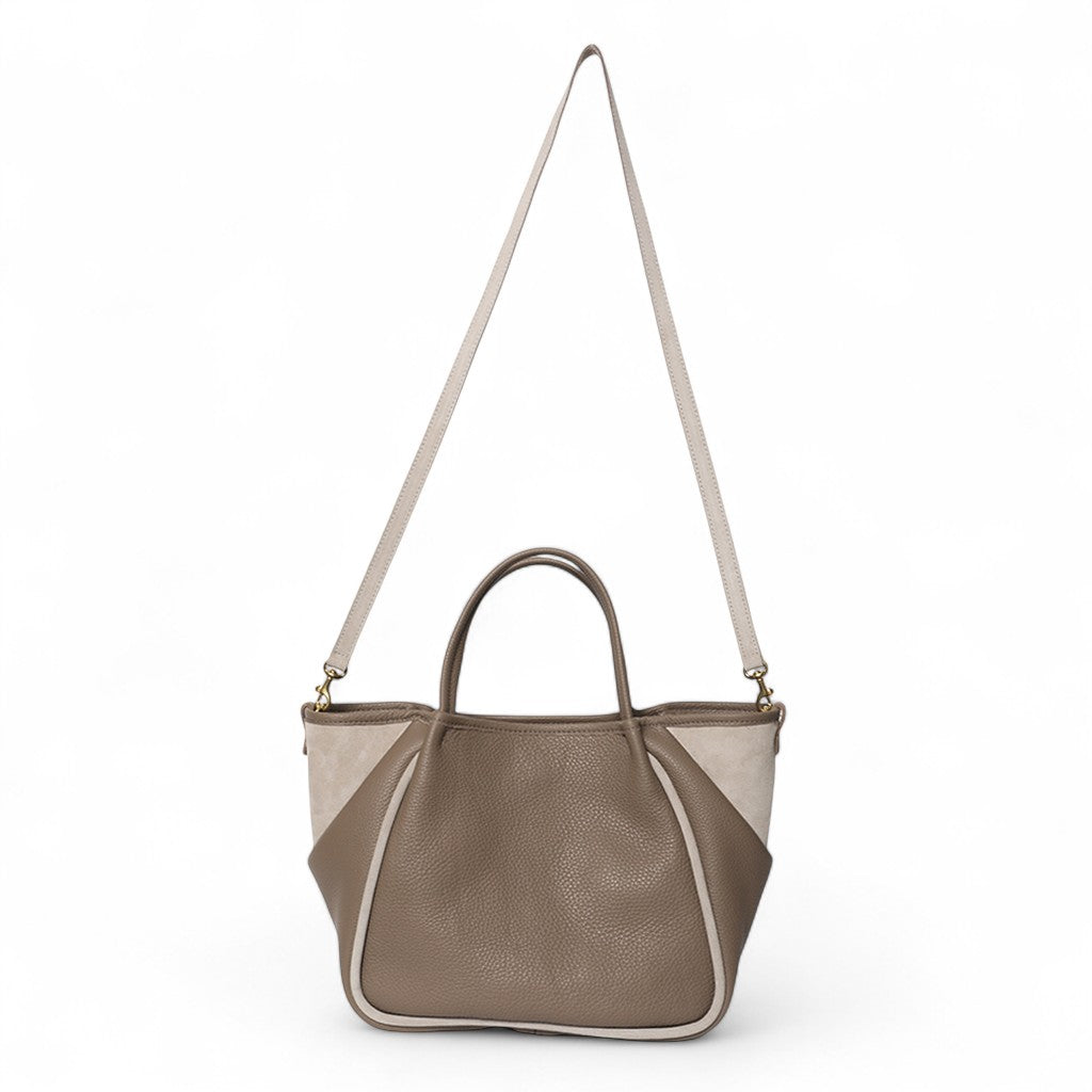 Vittoria Tote in Portobello Italian Buffalo Cowhide with Moonbeam Italian Leather Backed Suede