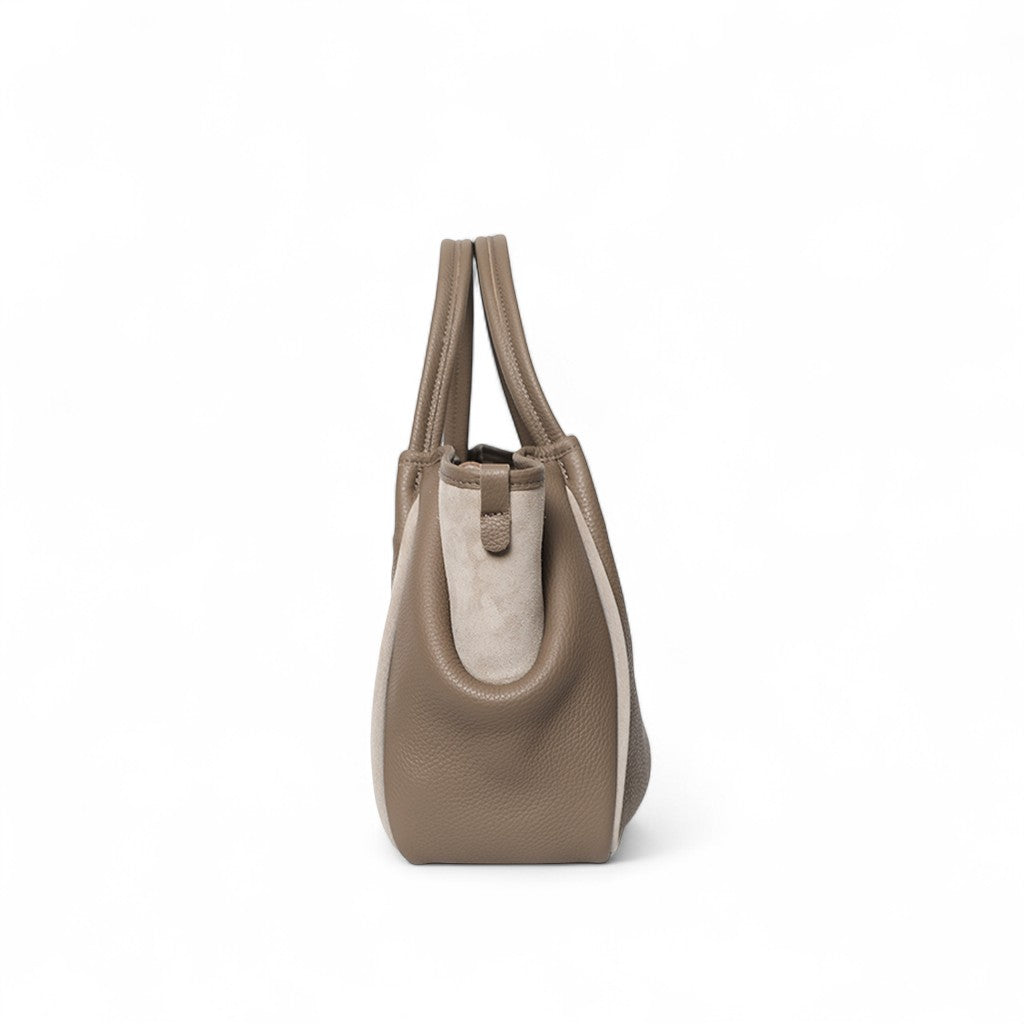 Vittoria Tote in Portobello Italian Buffalo Cowhide with Moonbeam Italian Leather Backed Suede