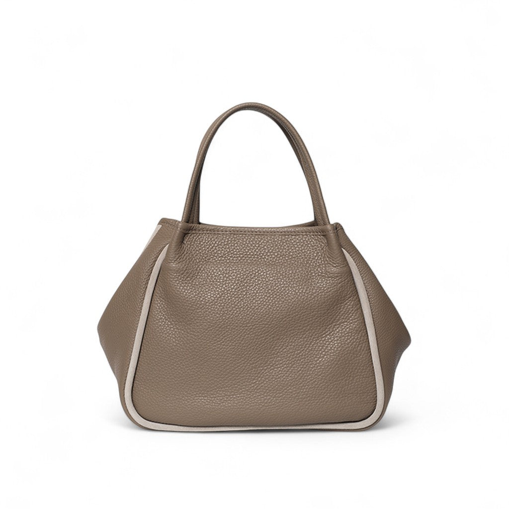 Vittoria Tote in Portobello Italian Buffalo Cowhide with Moonbeam Italian Leather Backed Suede