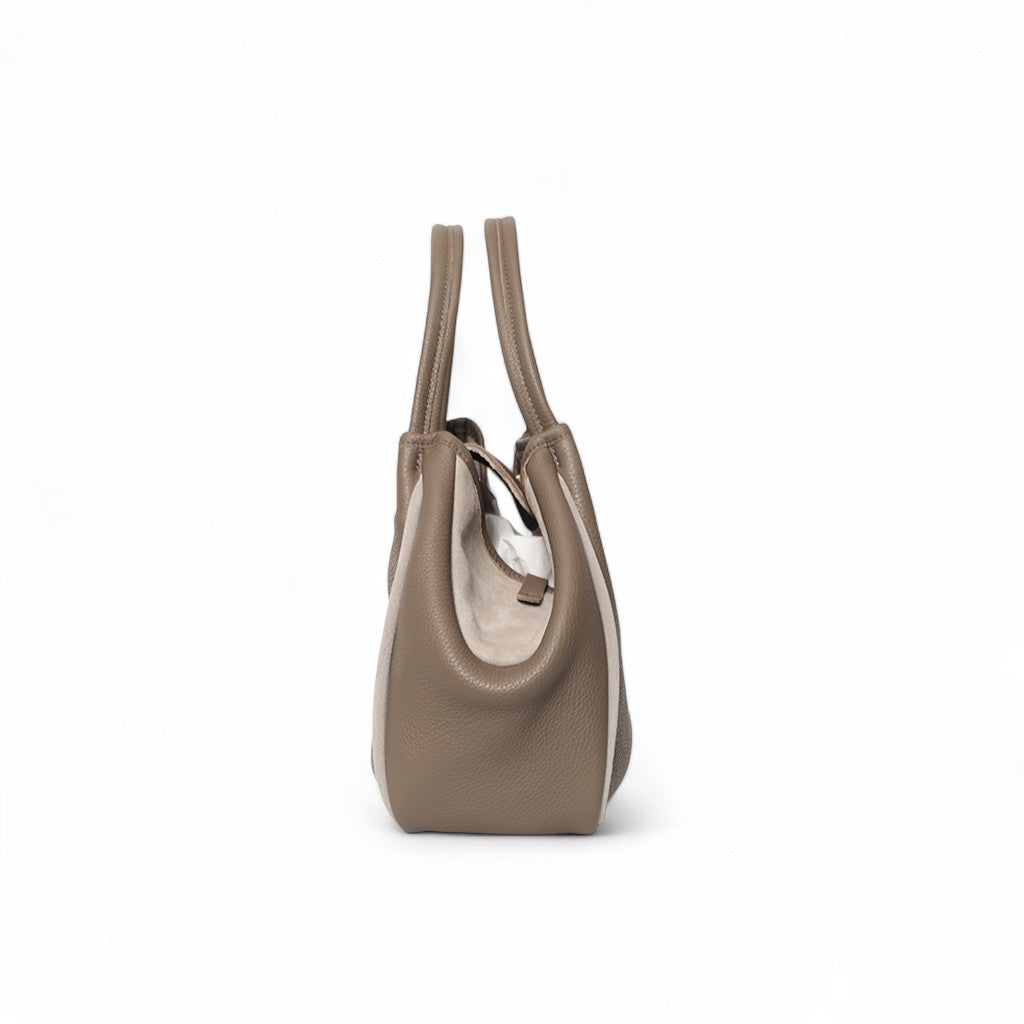 Vittoria Tote in Portobello Italian Buffalo Cowhide with Moonbeam Italian Leather Backed Suede