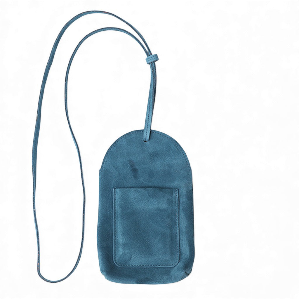 Paulina Phone Bag in Aegean Italian Leather Backed Suede