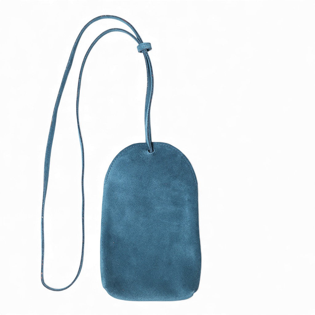 Paulina Phone Bag in Aegean Italian Leather Backed Suede