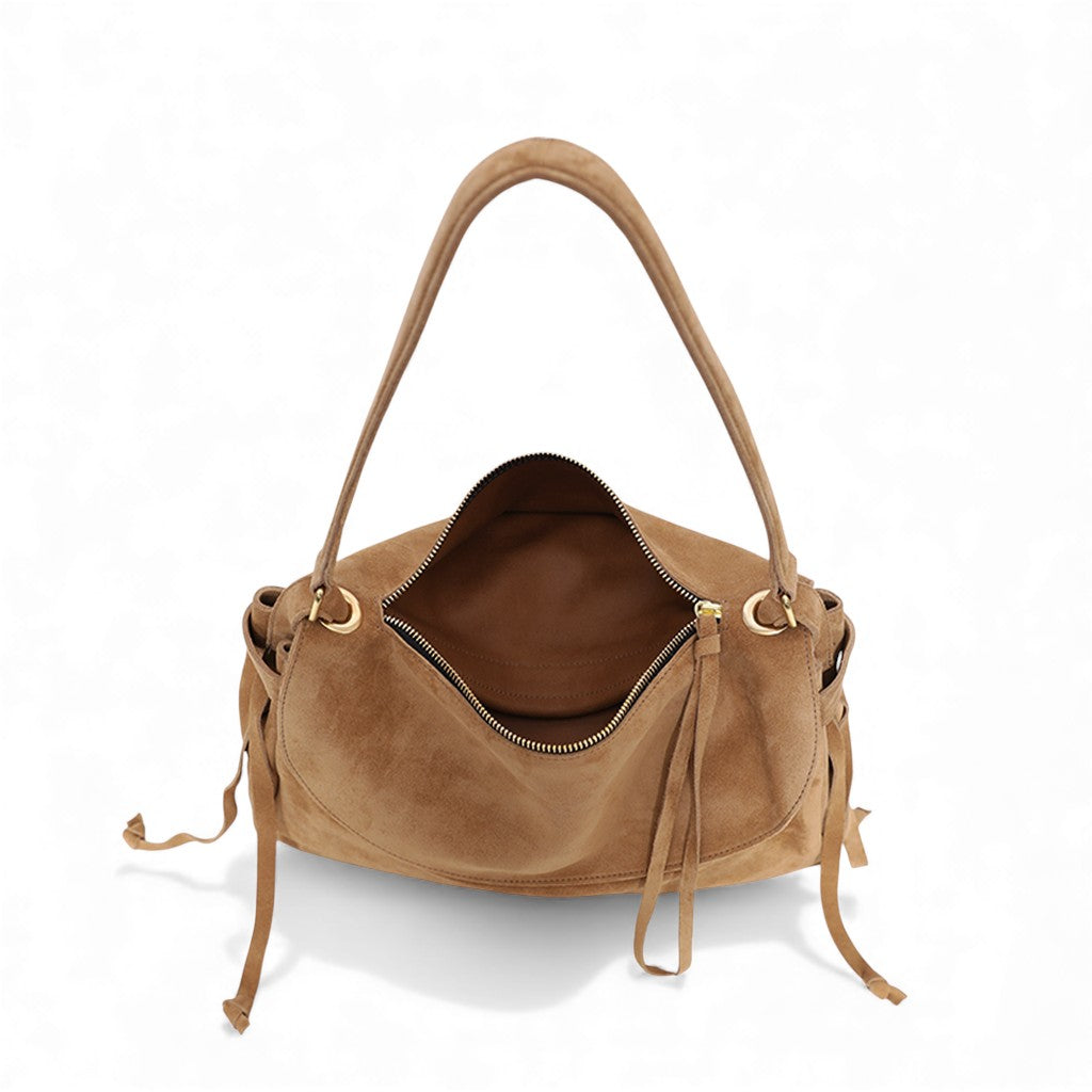 Reese Large Slouchy Shoulder in Pane Italian Leather Backed Suede