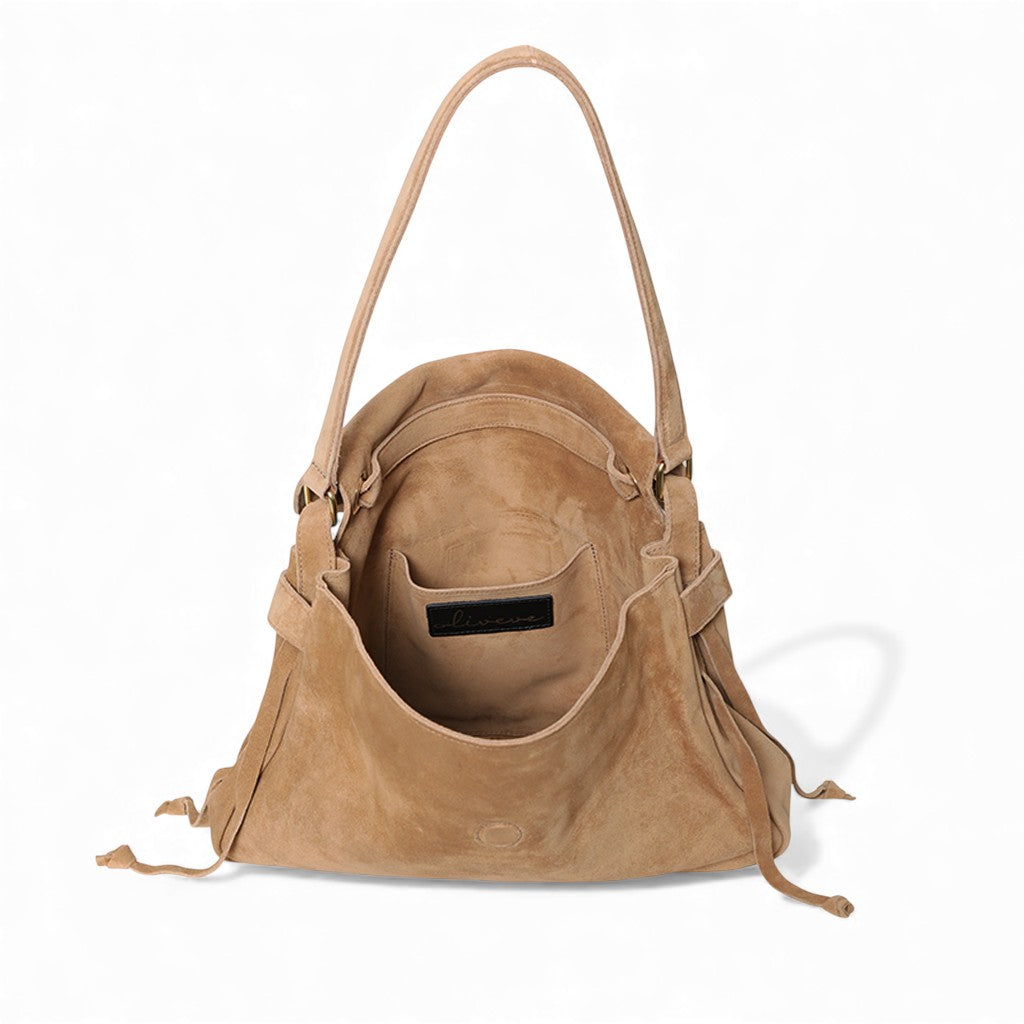 Reese Large Slouchy Shoulder in Pane Italian Leather Backed Suede