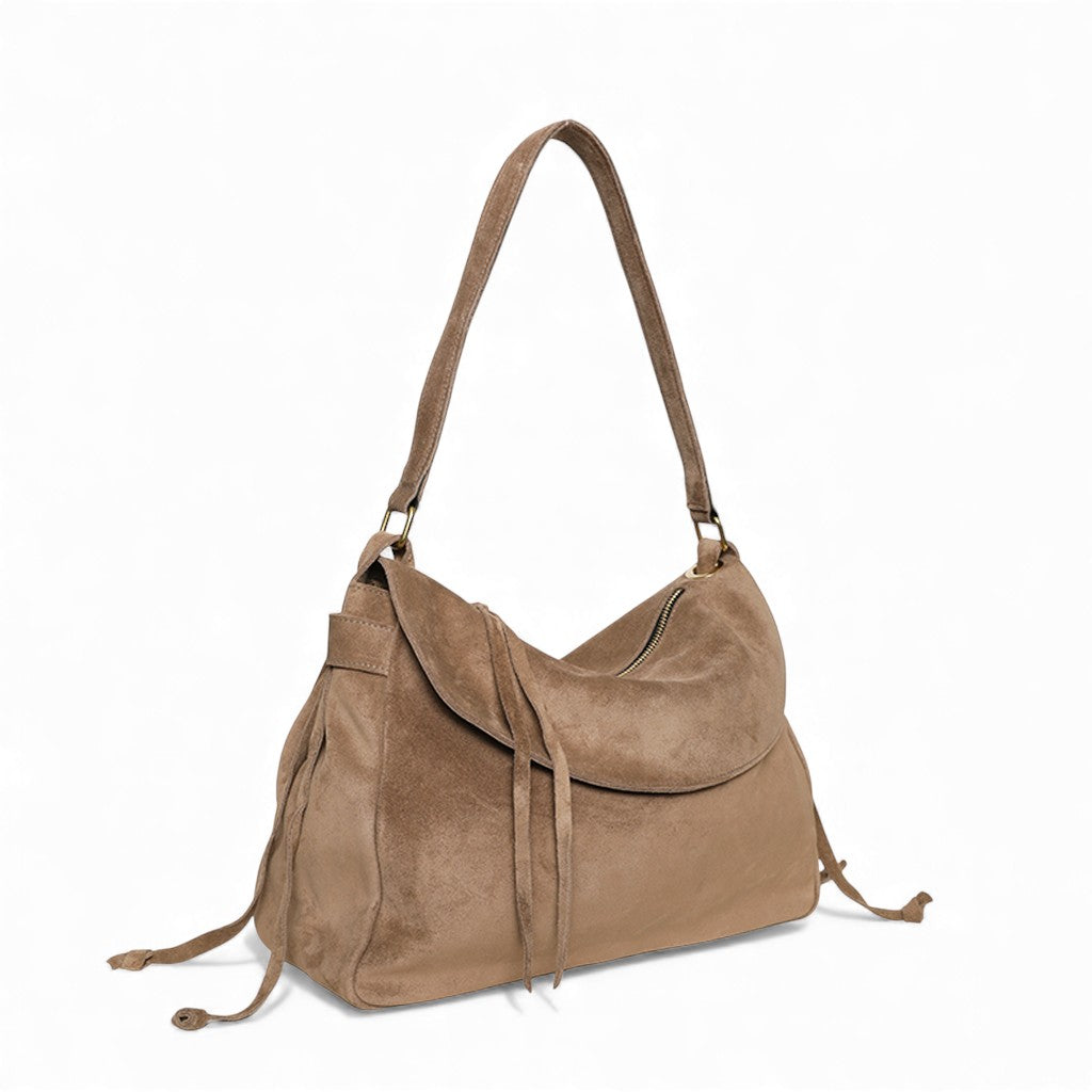 Reese Large Slouchy Shoulder in Amphora Italian Leather Backed Suede