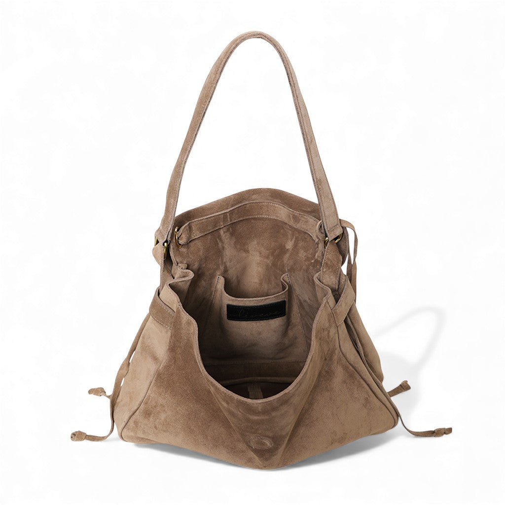 Reese Large Slouchy Shoulder in Amphora Italian Leather Backed Suede
