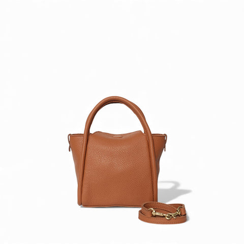 Mini Serena Satchel Crossbody in Caramel Italian Buffalo Cowhide