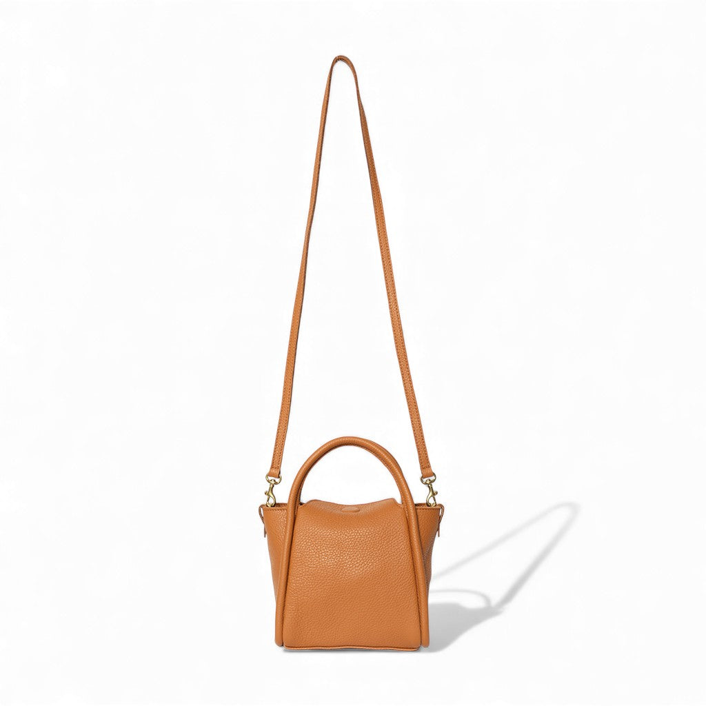 Mini Serena Satchel Crossbody in Miel Italian Buffalo Cowhide