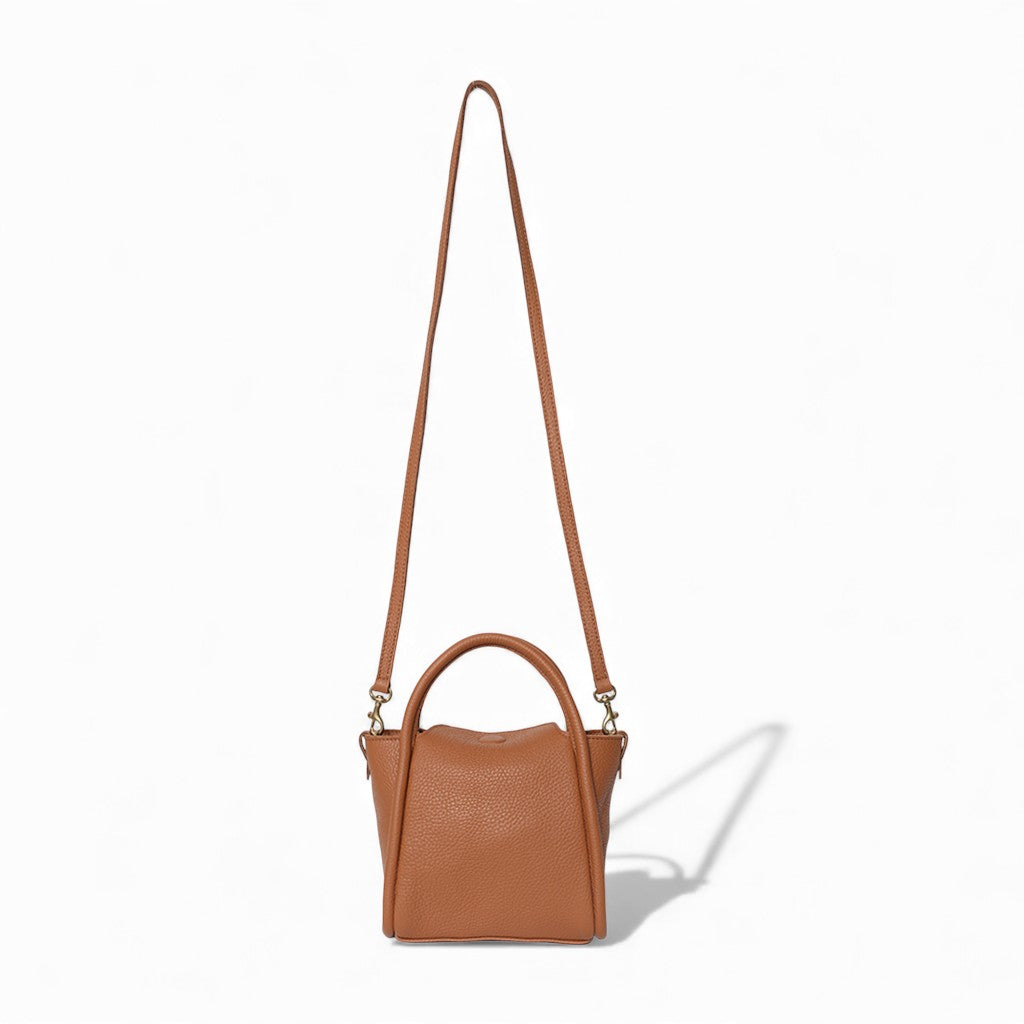 Mini Serena Satchel Crossbody in Caramel Italian Buffalo Cowhide